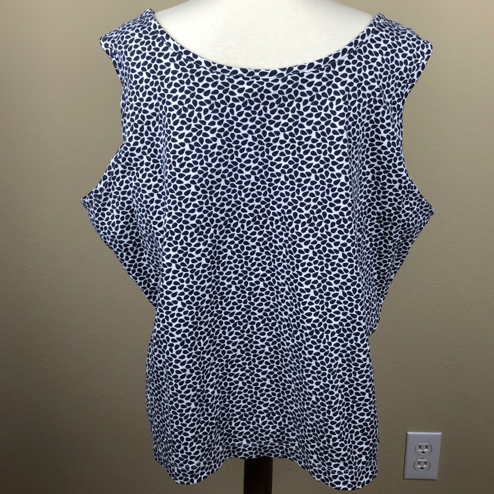 Lands' End Navy & White Patterned Tank Top - Size 18/20 XL - Picture 3 of 6
